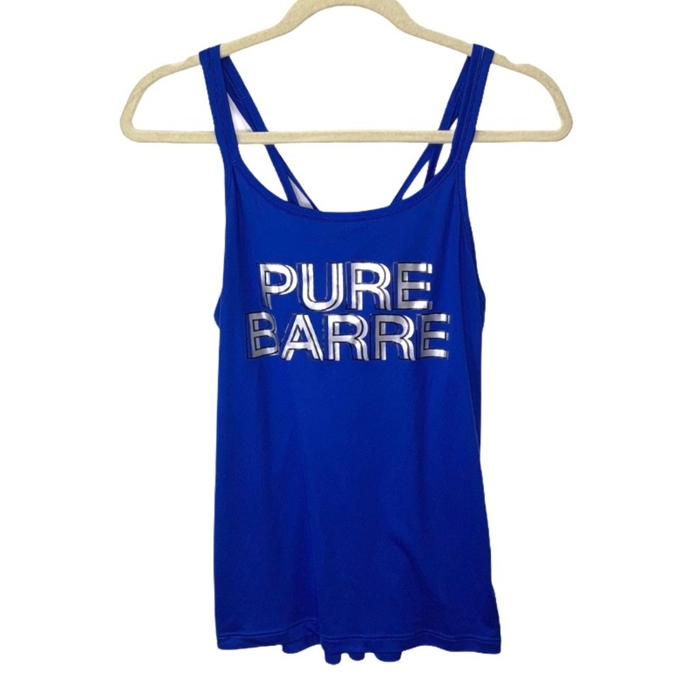 PURE BARRE ROYAL BLUE AND SILVER RAINE TANK